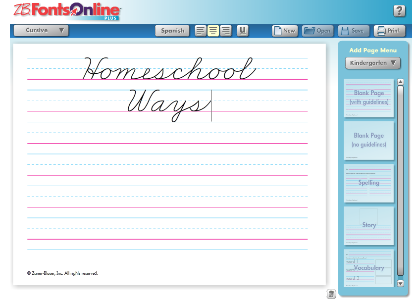Zaner-Bloser Homeschool Ways Fonts Online