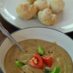 Cream of vegetable soup and sebetu rolls