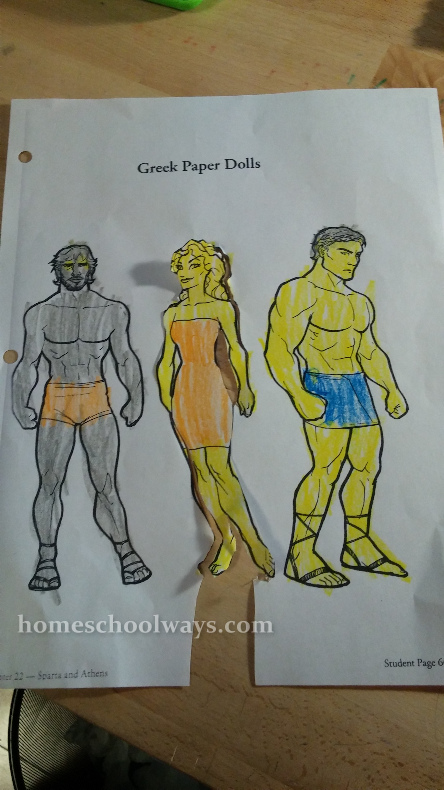Two warriors and a lady - Greek paper dolls
