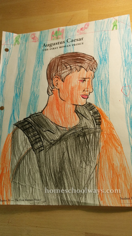 Augustus Caesar colored by a boy