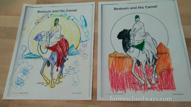 Bedouin on camel coloring sheet
