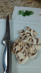 Chopping mushrooms