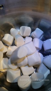 Melting marshmallows for edible castle