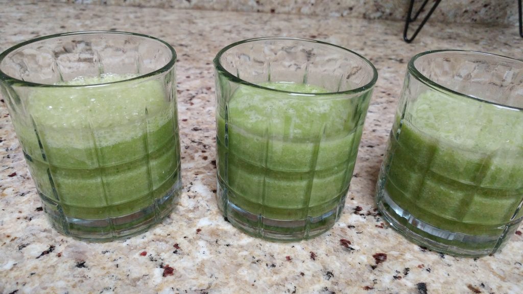 Green smoothies (kale, rice milk, bananas)