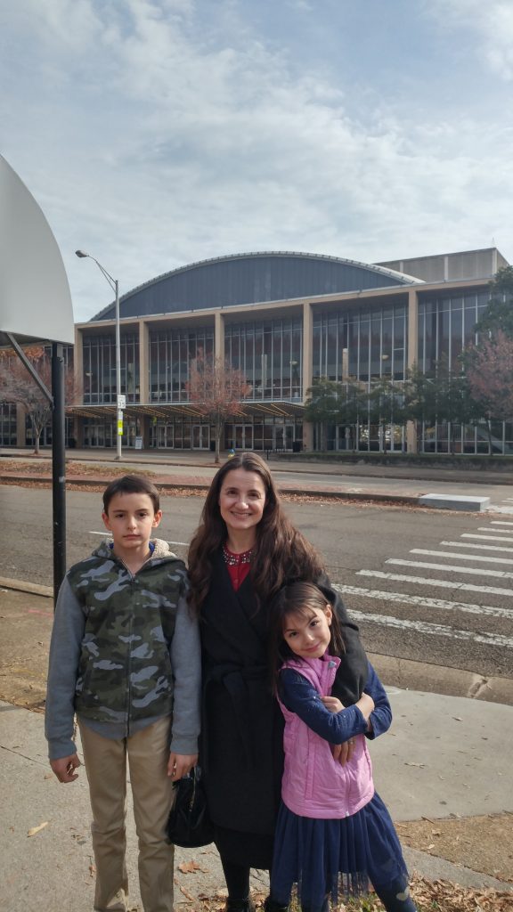 Mom and children at the Knoxville Civic Auditorium