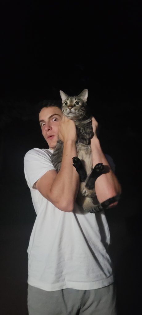 Teenager with cat