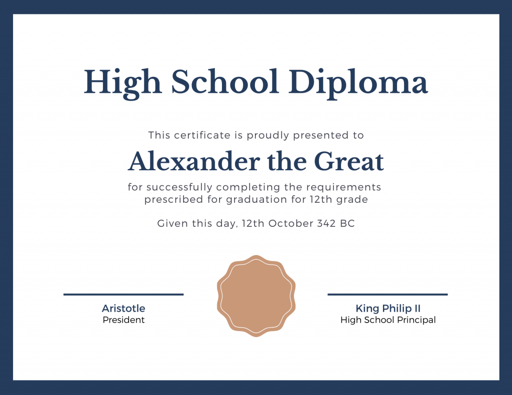 Alexander the Great Diploma